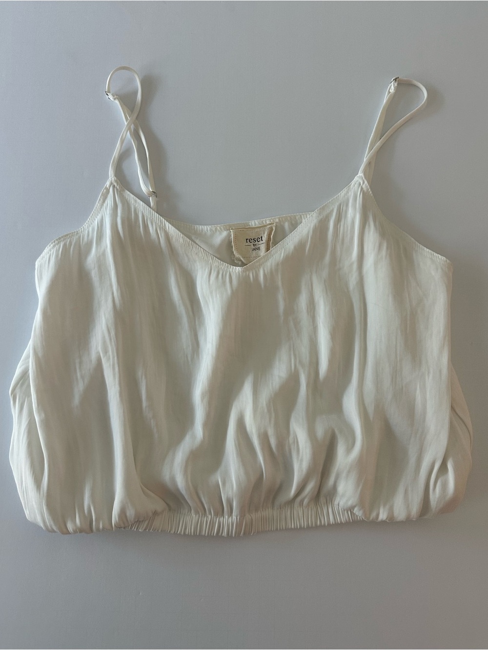 Reset by Jane Women's Cream Bubble Crop Top Size Small Summer Casual Lightweight